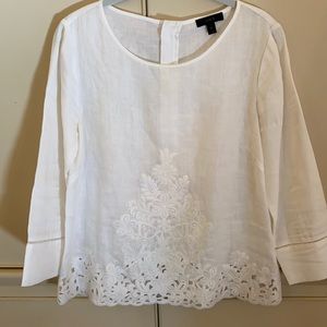 J. Crew White Embroidered Top